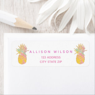 Etiqueta Abacaxi em Pinks Amarelo e Dourado
