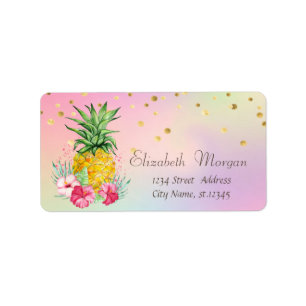 Etiqueta Abacaxi Hibisco Foil Fresca Confete Holográfico