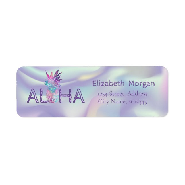 Etiqueta Abacaxi Holográfico Moderno, Aloha, (Frente)
