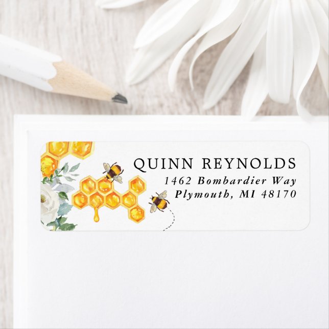 Etiqueta Abeja Bumble de Mel floral | Endereço de Retorno d (Insitu)