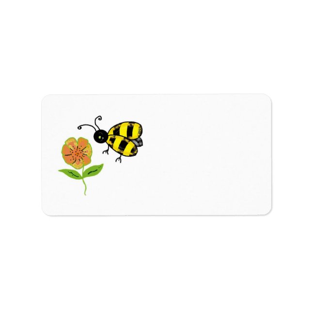Etiqueta Abeja com Flor Laranja (Frente)