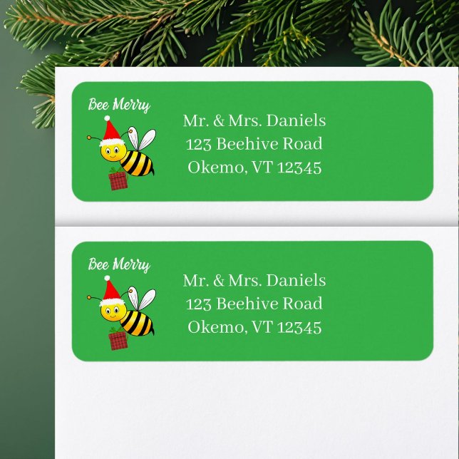 Etiqueta Abeja de Natal com Presente Abelha Endereço de Dev (Criador carregado)