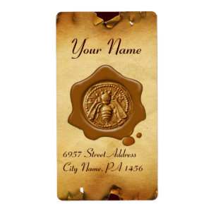 ETIQUETA ABELHA DE MEL, APELIDO, BEEKEEPER BROWN WAX SEAL