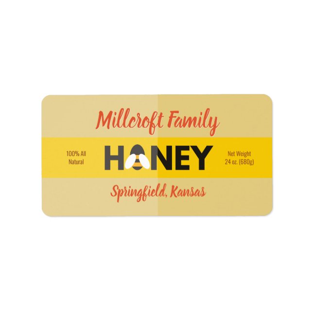 Etiqueta Abelha no Dourado Jar de Mel (Frente)