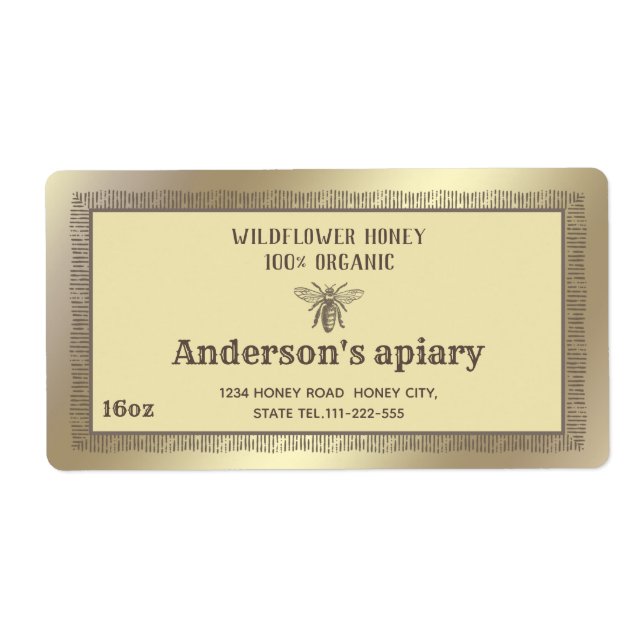 Etiqueta Abelhas de ouro rústico da vindima (Frente)