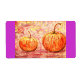 Etiqueta abóboras no sol do outono