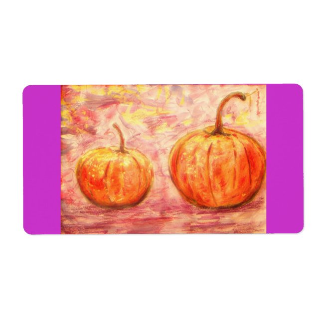 Etiqueta abóboras no sol do outono (Frente)