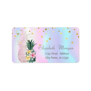 Etiqueta Abolores de Abacaxis Papel Laminado Confetes Holog