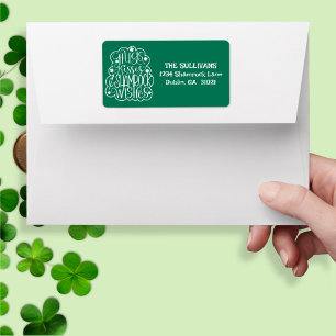 Etiqueta Abraços, Kisses e Shamrock desejam Ruas. Dia de Pa