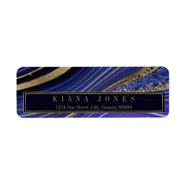 Etiqueta Abstrato Agate Wedding V1 Midnight ID827 (Frente)