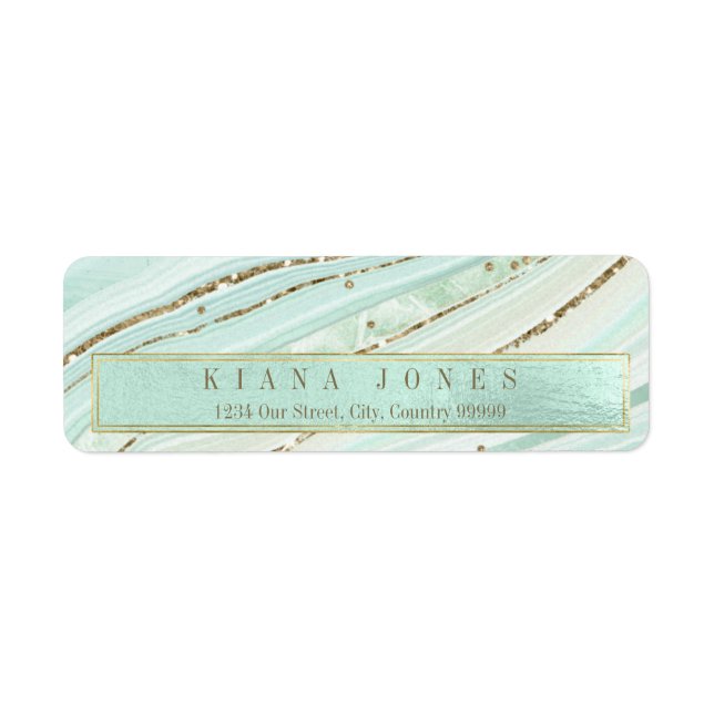 Etiqueta Abstrato Agate Wedding V1 Mint ID827 (Frente)