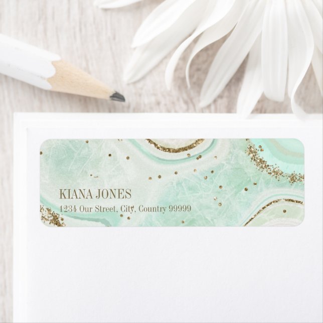 Etiqueta Abstrato Agate Wedding V2 Mint ID827 (Insitu)