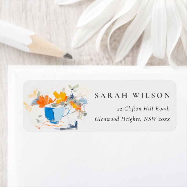 Etiqueta Abstrato Amarelo Azul Floral Morada da Taça (Insitu)