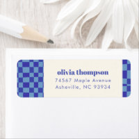 Abstrato Checkerboard Blue Chá Return Address