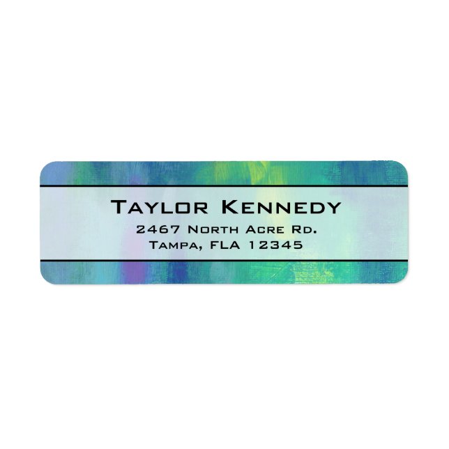 Etiqueta Abstrato de impressionista alegre em verde e azul (Frente)