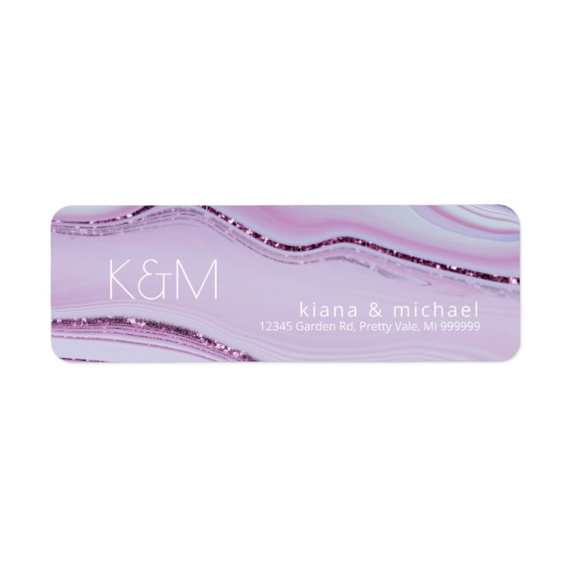 Etiqueta Abstrato Glitter Strata Wedding Lilac ID903 (Frente)
