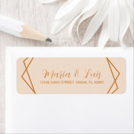 Etiqueta Abstrato Linear Earthy Terracotta Tan Wedding