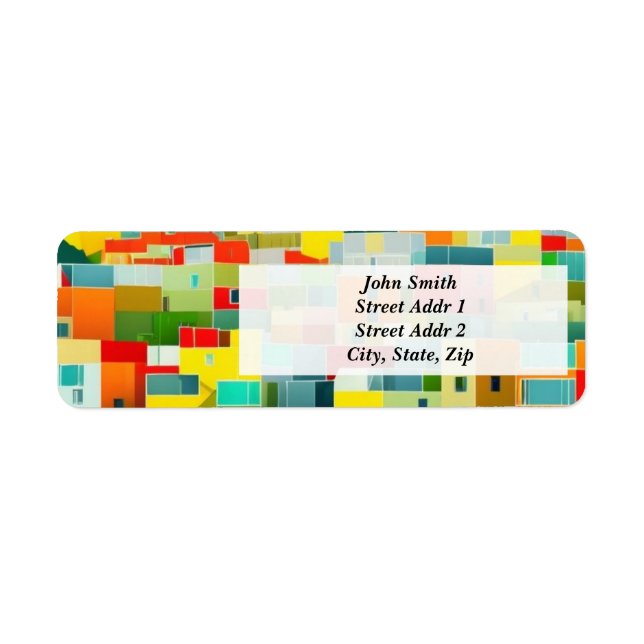 Etiqueta Abstrato Modern Painting Hillside Houses (Frente)