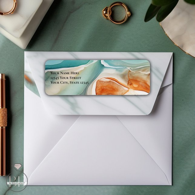 Etiqueta Abstrato moderno Agate Jade Terracotta (Criador carregado)