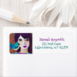 Etiqueta Abstrato, Roxo e Teal