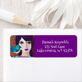 Etiqueta Abstrato, Roxo e Teal