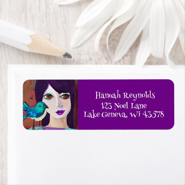 Etiqueta Abstrato, Roxo e Teal (Insitu)