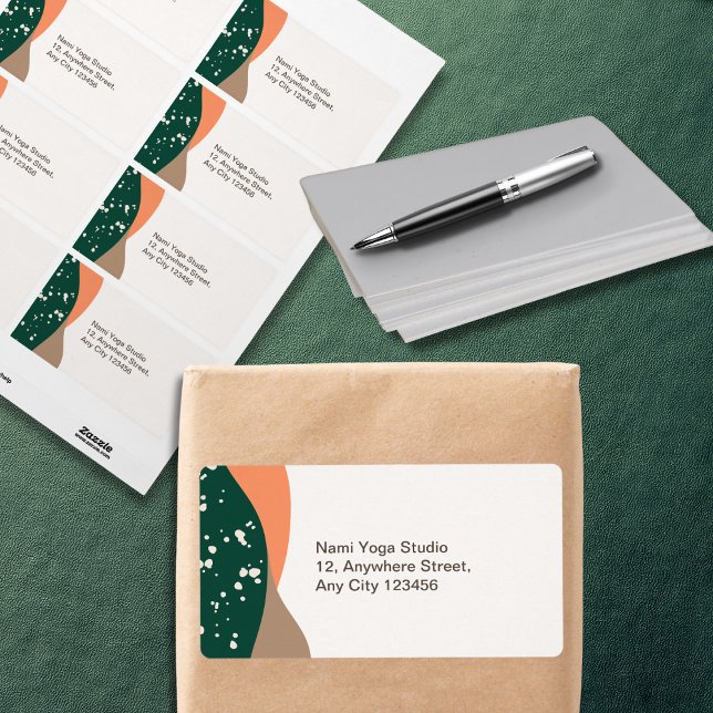 Etiqueta Abstrato Verde Terra Cotta Yoga Studio (Criador carregado)