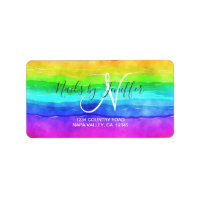 Abstrato Watercolor Stripes Rainbow Pintado.