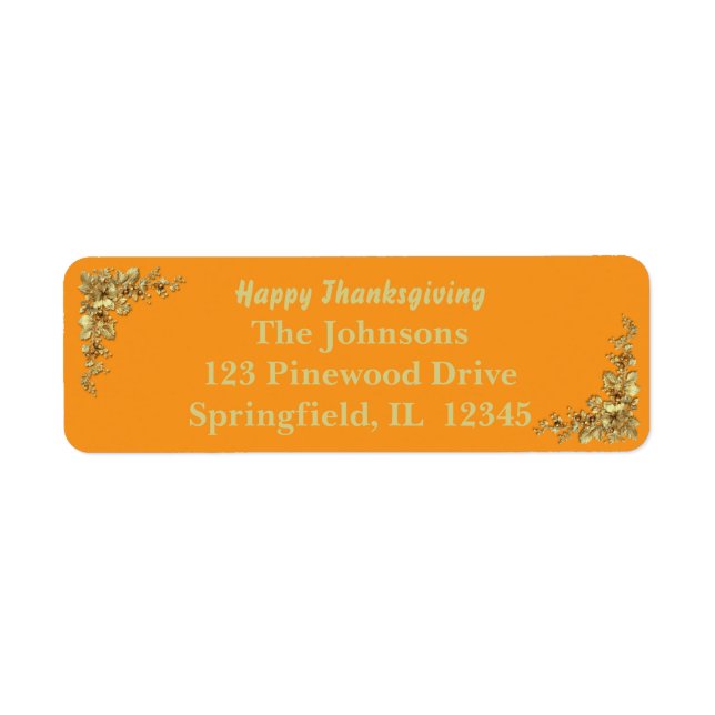 Etiqueta Ação de Graças Dourada Elegante (Frente)