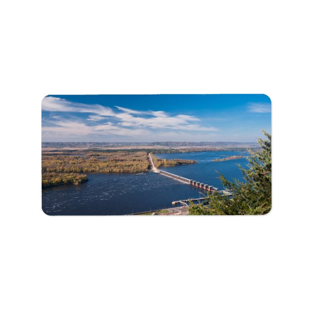 Etiqueta Acima do rio Mississippi e da barragem em Alma (Frente)