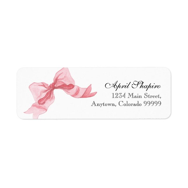 Etiqueta Address Labels - Baby Shower Ribbon Bow Pink Girl (Frente)