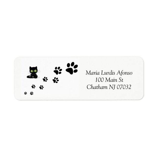 Etiqueta Address Labels Cats Black Paws (Frente)