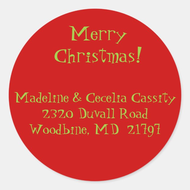 etiqueta adesiva de endereço de Natal (Frente)