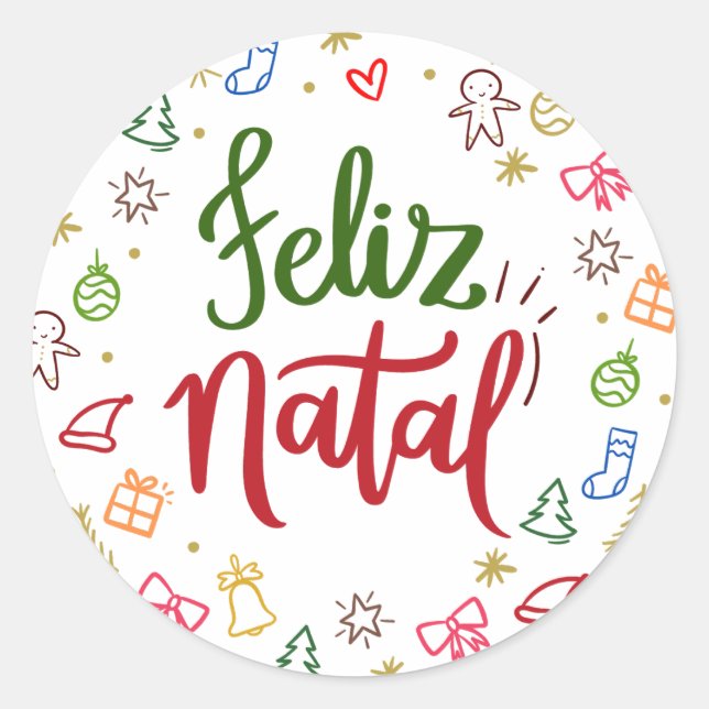 Etiqueta adesiva de Feliz Natal (Frente)