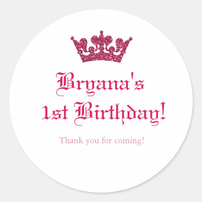 Etiqueta Adesiva Princesa Royal Coroa Brilho Rosa (Frente)