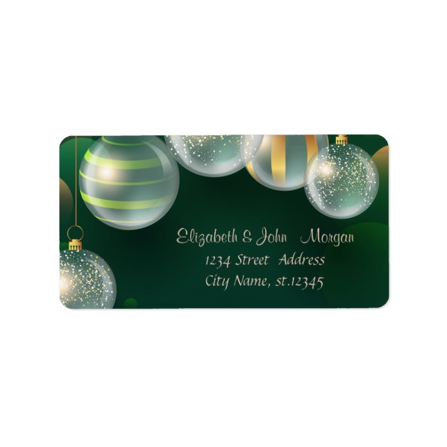 Etiqueta Adorable Stylish ,Christmas Balls,Green (Frente)
