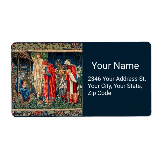 Etiqueta ADORAÇÃO DE MAGI Morris,Rótulo Burne-Jones (Frente)