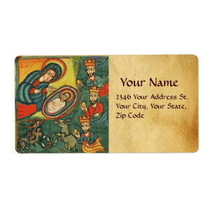 ETIQUETA ADORAÇÃO DO PARCEIRO DE NATAL DE MAGI NATIVITY