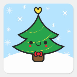 Etiqueta adorável da árvore de Natal dos desenho