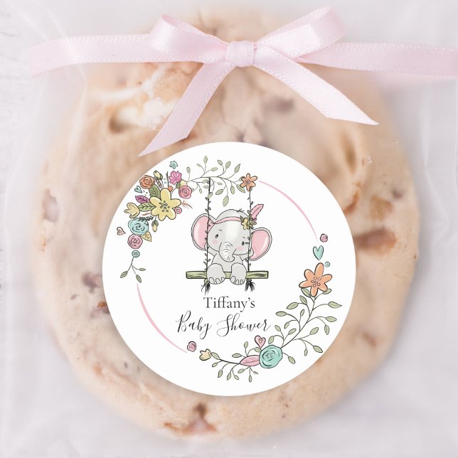Etiqueta Adorável de Chás de Bebê com Elefante Flo (Criador carregado)