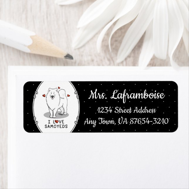 Etiqueta Adoro Samoyeds - Cachorro bonito (Insitu)