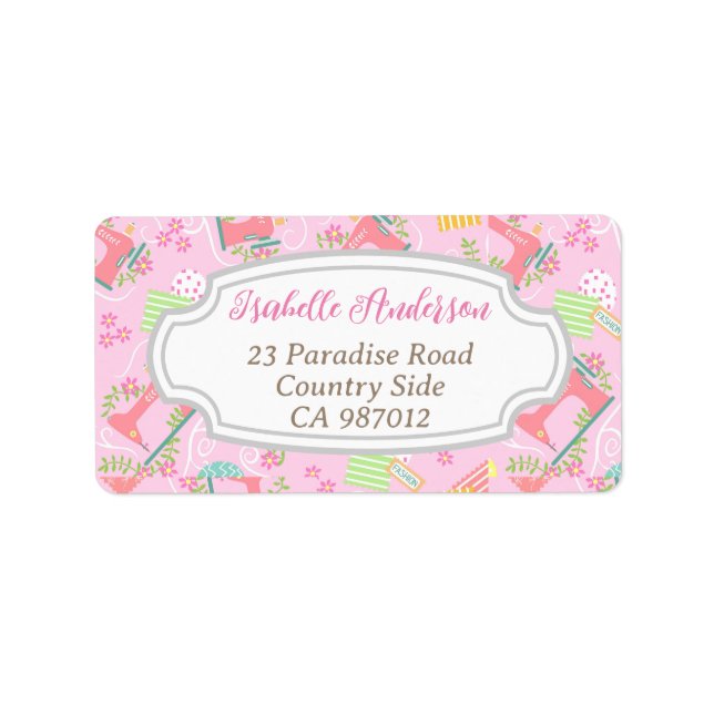 Etiqueta Adoro Sewing Machine Pink (Frente)