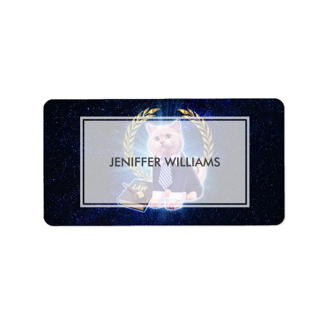 Etiqueta Advogado de gatos no espaço (Frente)