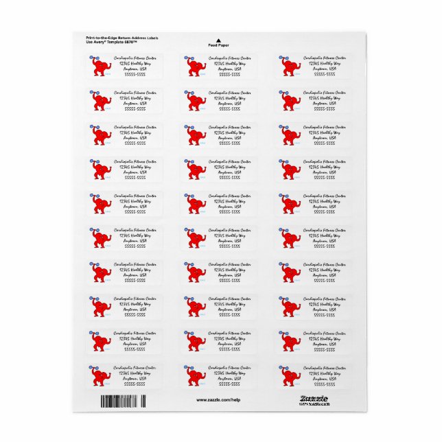 Etiqueta Aerobics Instrutor Cardio Malhação Heart (Folha completa)