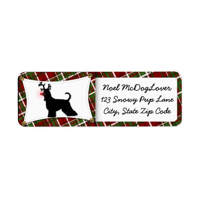 Etiqueta Afghan Hound Reindeer Christmas (Frente)