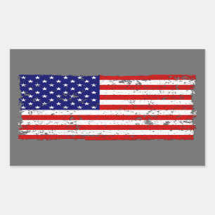 Etiqueta afligida da bandeira americana