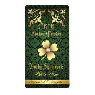 Etiqueta afortunada do vinho do casamento do laço