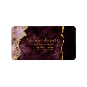 Etiqueta Ágata do mármore da aguarela de Borgonha & de ou