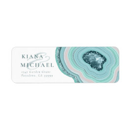 Etiqueta Agate Geode Glitter Wedding Teal ID647