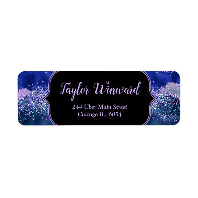 Etiqueta Agato azul escuro e roxo do oceano (Frente)